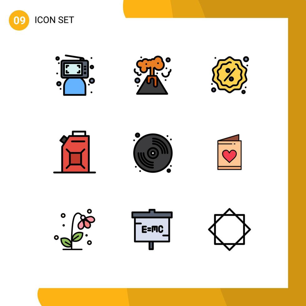 conjunto de 9 iconos de interfaz de usuario modernos símbolos signos para artes cd insignia motor de aceite elementos de diseño vectorial editables vector