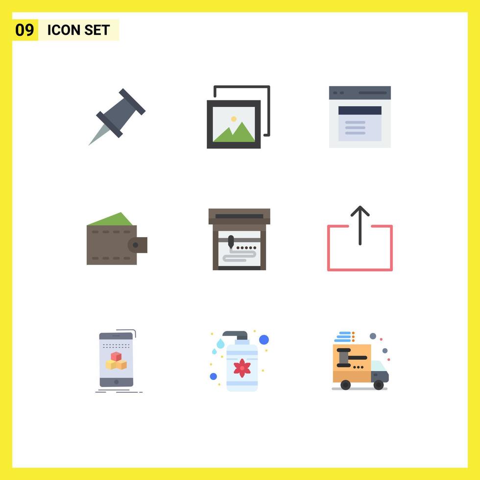 Set of 9 Modern UI Icons Symbols Signs for output printing user machine man Editable Vector Design Elements