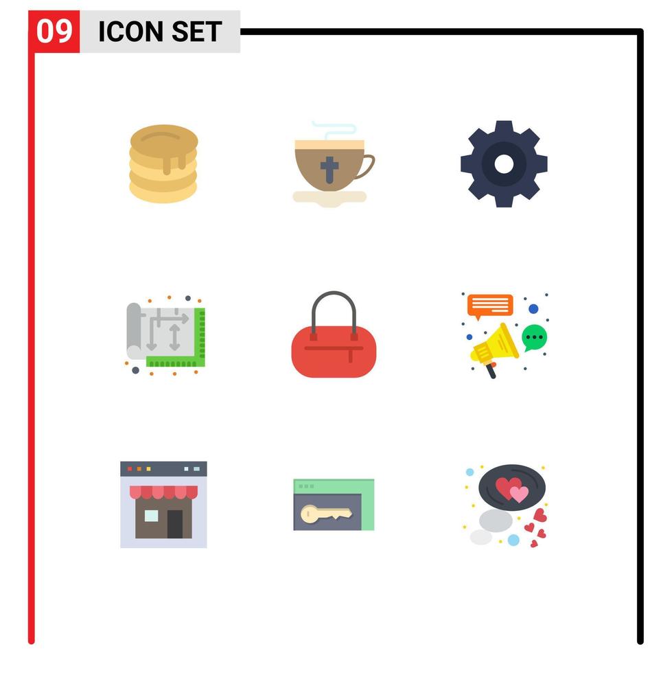 Modern Set of 9 Flat Colors and symbols such as fashion interior create house design Editable Vector Design Elements