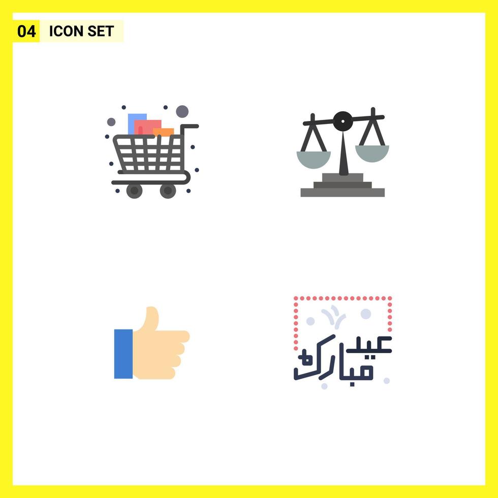 Set of 4 Commercial Flat Icons pack for cart hand shopping business vote Editable Vector Design Elements