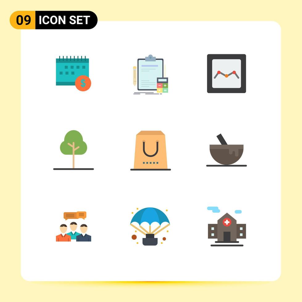 Universal Icon Symbols Group of 9 Modern Flat Colors of buy greenery calculator tree chart Editable Vector Design Elements