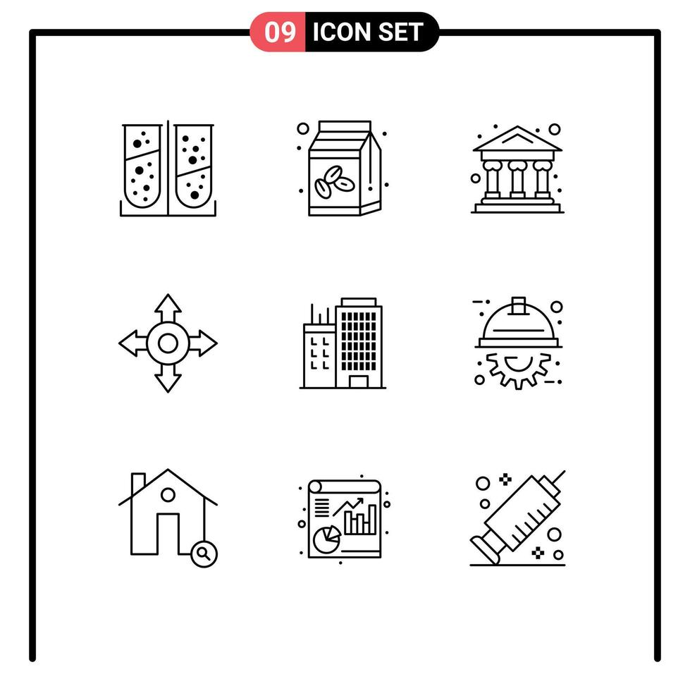 Outline Pack of 9 Universal Symbols of engineer real school office building Editable Vector Design Elements