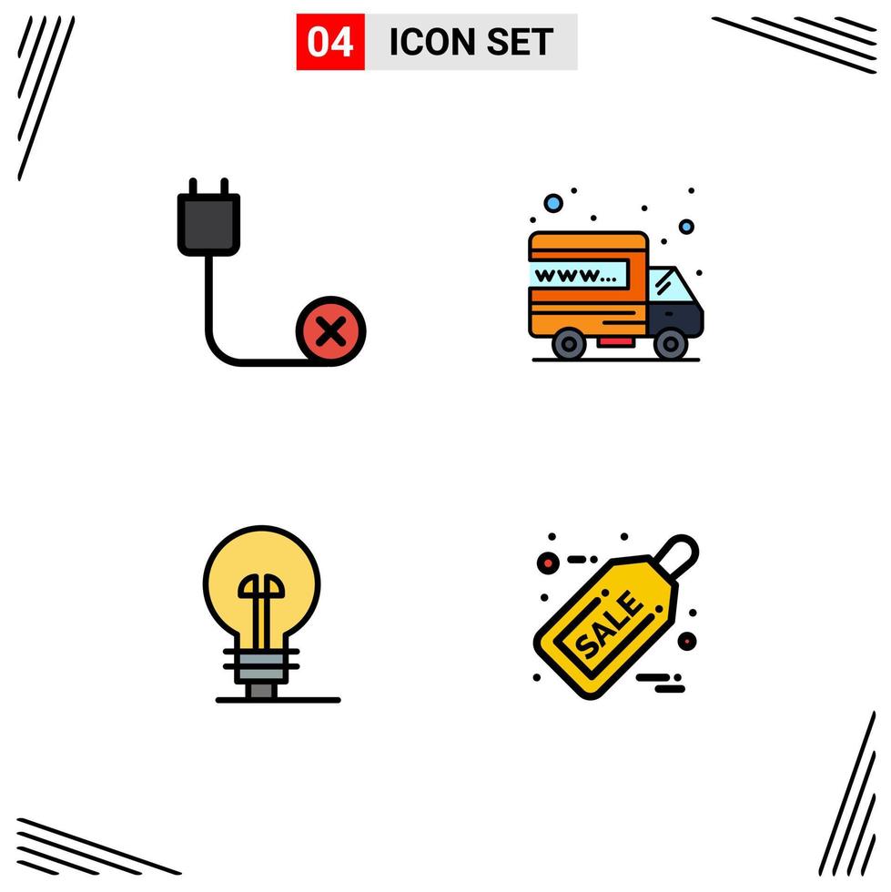 Modern Set of 4 Filledline Flat Colors Pictograph of computers business disconnected international management Editable Vector Design Elements