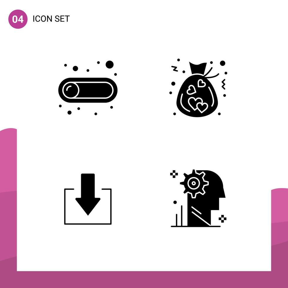 Universal Solid Glyph Signs Symbols of off down toggle donation mind Editable Vector Design Elements