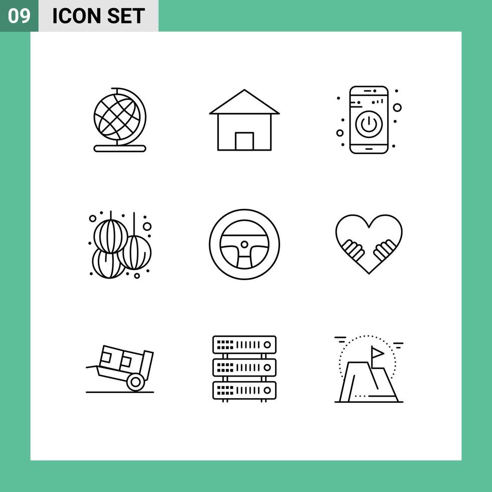 Universal Icon Symbols Group of 9 Modern Outlines of vehicles year app new chinese Editable Vector Design Elements