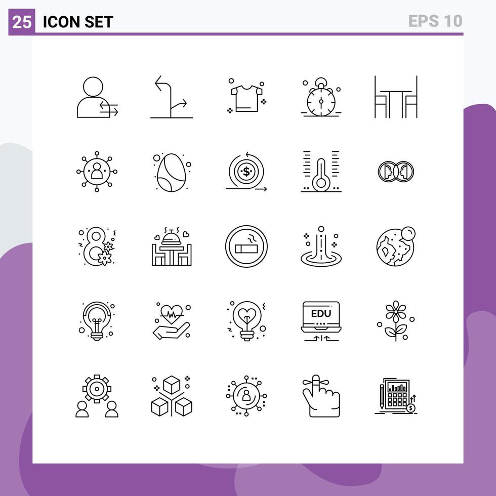 Set of 25 Commercial Lines pack for desk alert clothes bell clock Editable Vector Design Elements