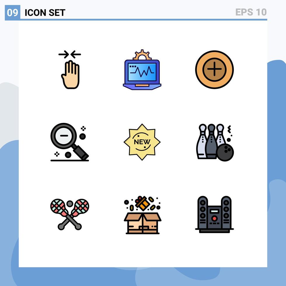 9 Universal Filledline Flat Colors Set for Web and Mobile Applications product ui add search minus Editable Vector Design Elements