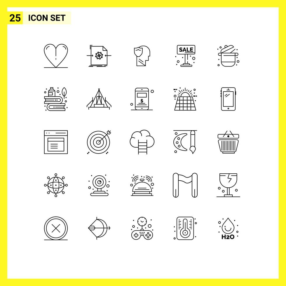 25 Creative Icons Modern Signs and Symbols of cooking sign secure board sale Editable Vector Design Elements