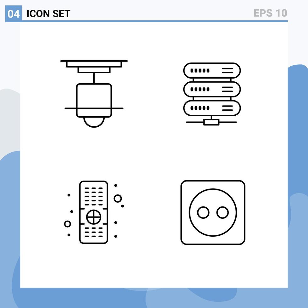 Group of 4 Filledline Flat Colors Signs and Symbols for decor control lamp data tv Editable Vector Design Elements