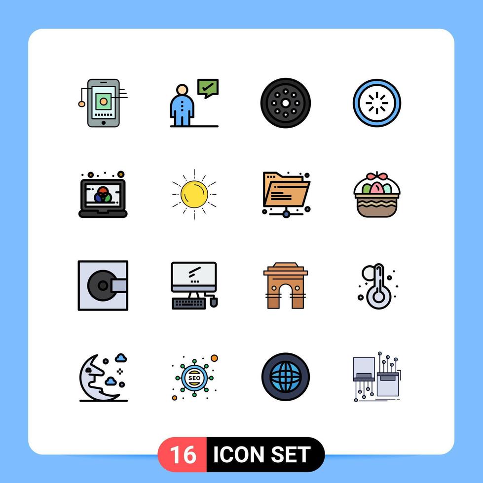 Set of 16 Modern UI Icons Symbols Signs for interface communication management buffer safety Editable Creative Vector Design Elements