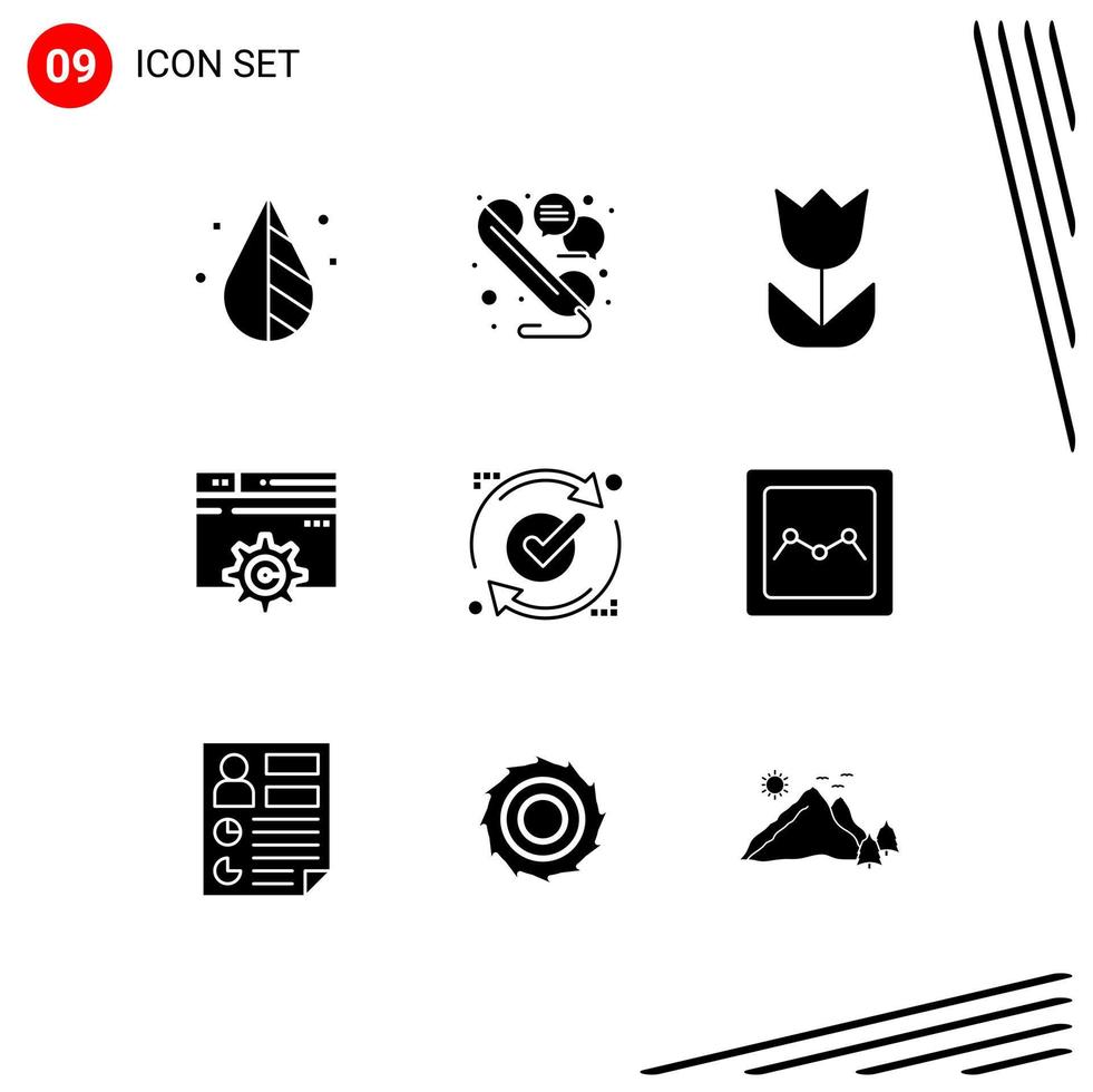 9 Creative Icons Modern Signs and Symbols of report setting camera gear web Editable Vector Design Elements