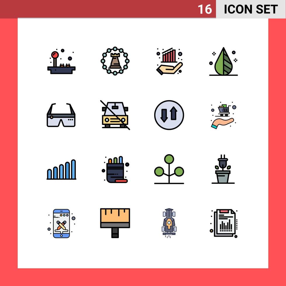 Paquete de 16 líneas llenas de colores planos de interfaz de usuario de signos y símbolos modernos de diseño de estrategia de inversión de computadora elementos de diseño de vectores creativos editables a mano