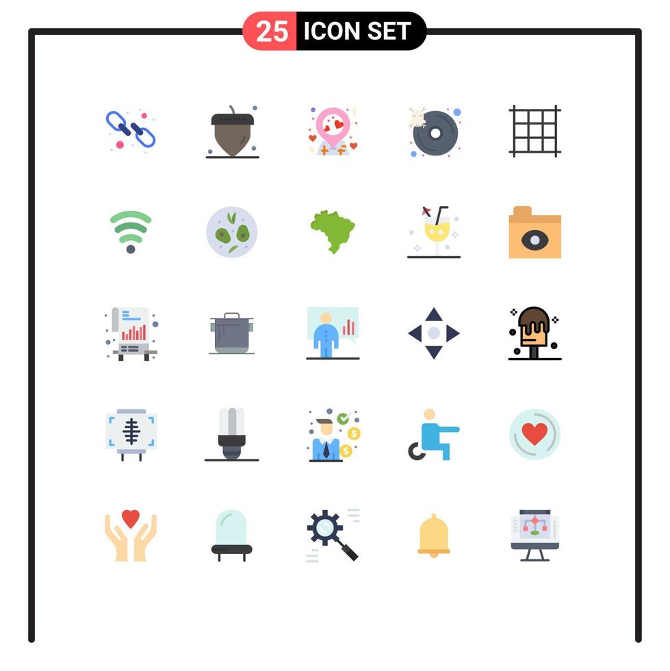 25 Thematic Vector Flat Colors and Editable Symbols of signal wifi love pixels infected Editable Vector Design Elements