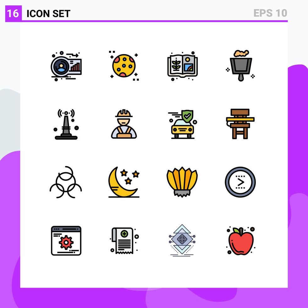 16 User Interface Flat Color Filled Line Pack of modern Signs and Symbols of things iot agriculture internet dustpan Editable Creative Vector Design Elements