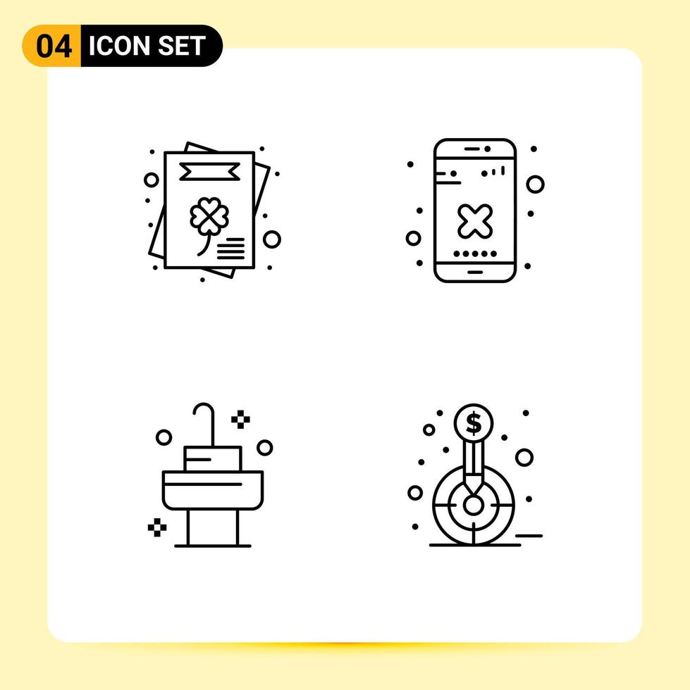 Universal Icon Symbols Group of 4 Modern Filledline Flat Colors of cultures room close app financial Editable Vector Design Elements