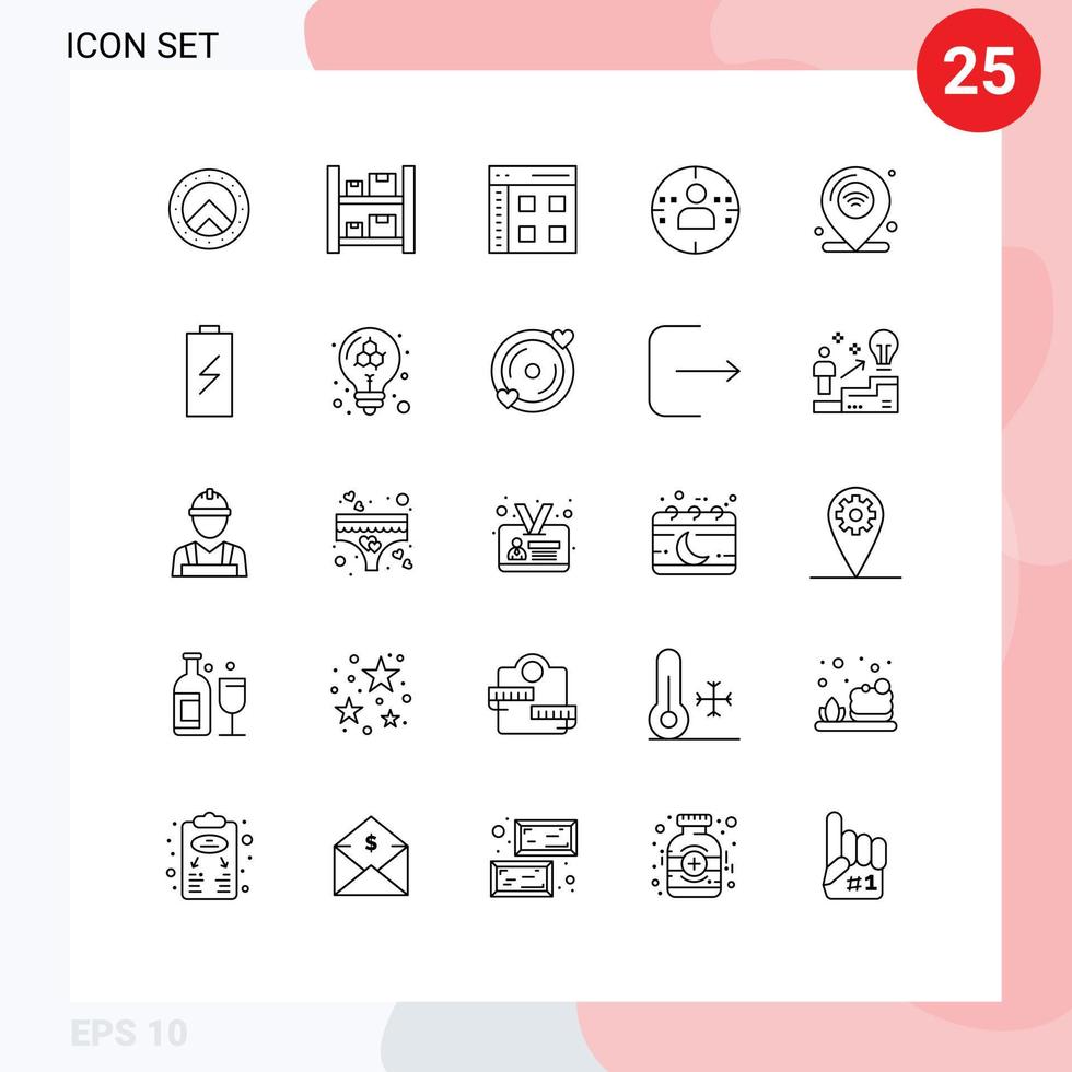 Pack of 25 creative Lines of internet of things location communication marketing man Editable Vector Design Elements