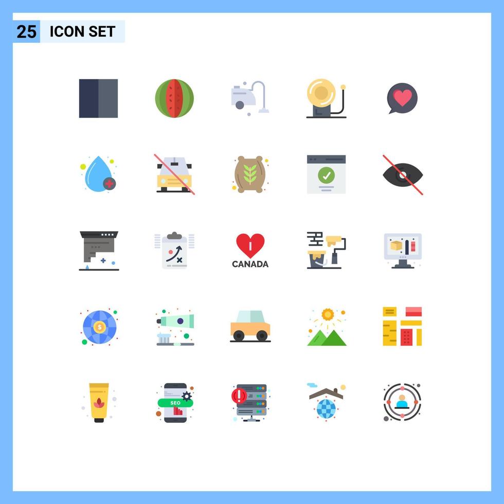 Modern Set of 25 Flat Colors and symbols such as love equipment watermelon education vacuum Editable Vector Design Elements