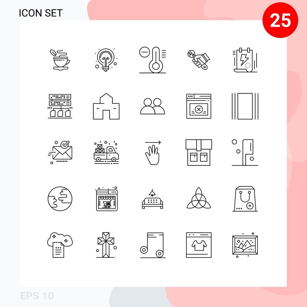 25 Creative Icons Modern Signs and Symbols of energy hand climate tools repair Editable Vector Design Elements