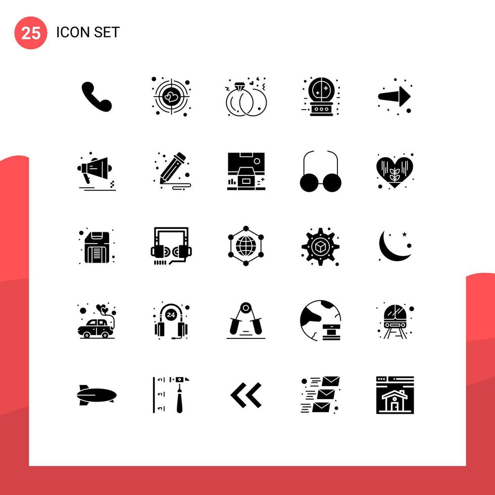 25 Universal Solid Glyph Signs Symbols of forward arrow engagement magic future Editable Vector Design Elements