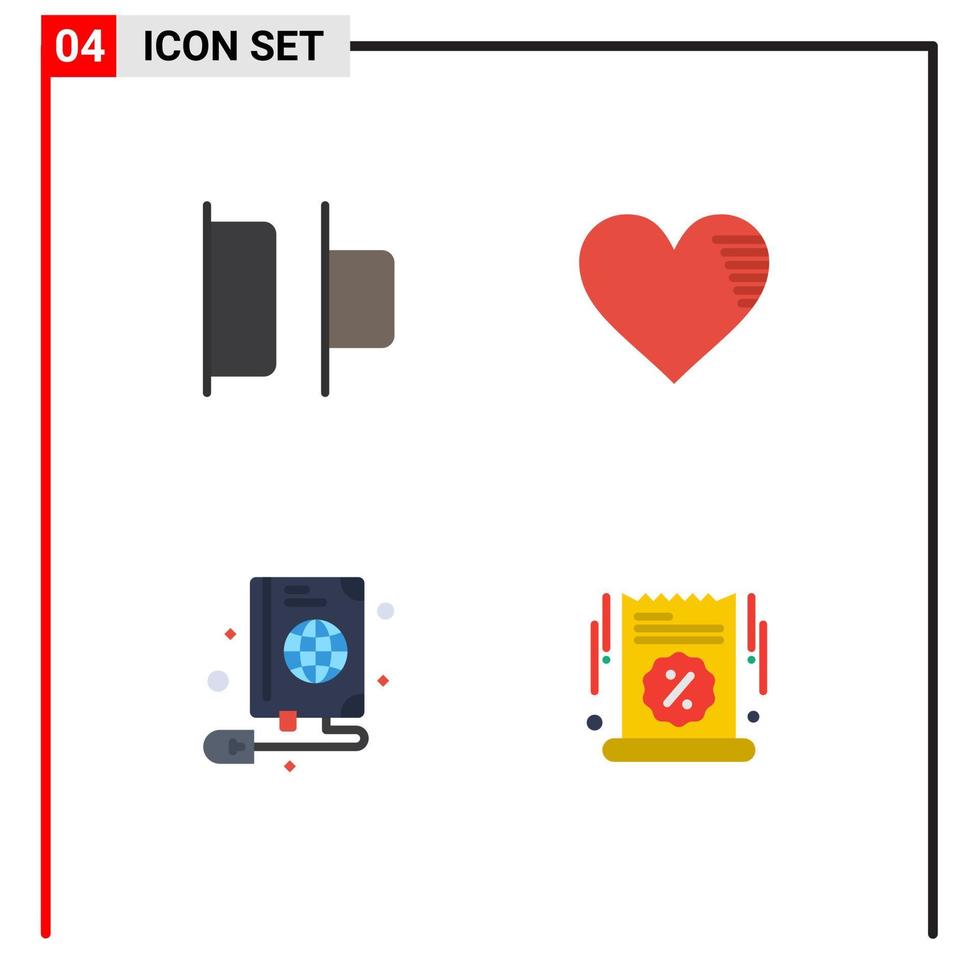 4 Universal Flat Icon Signs Symbols of distribute book heart favorite globe Editable Vector Design Elements
