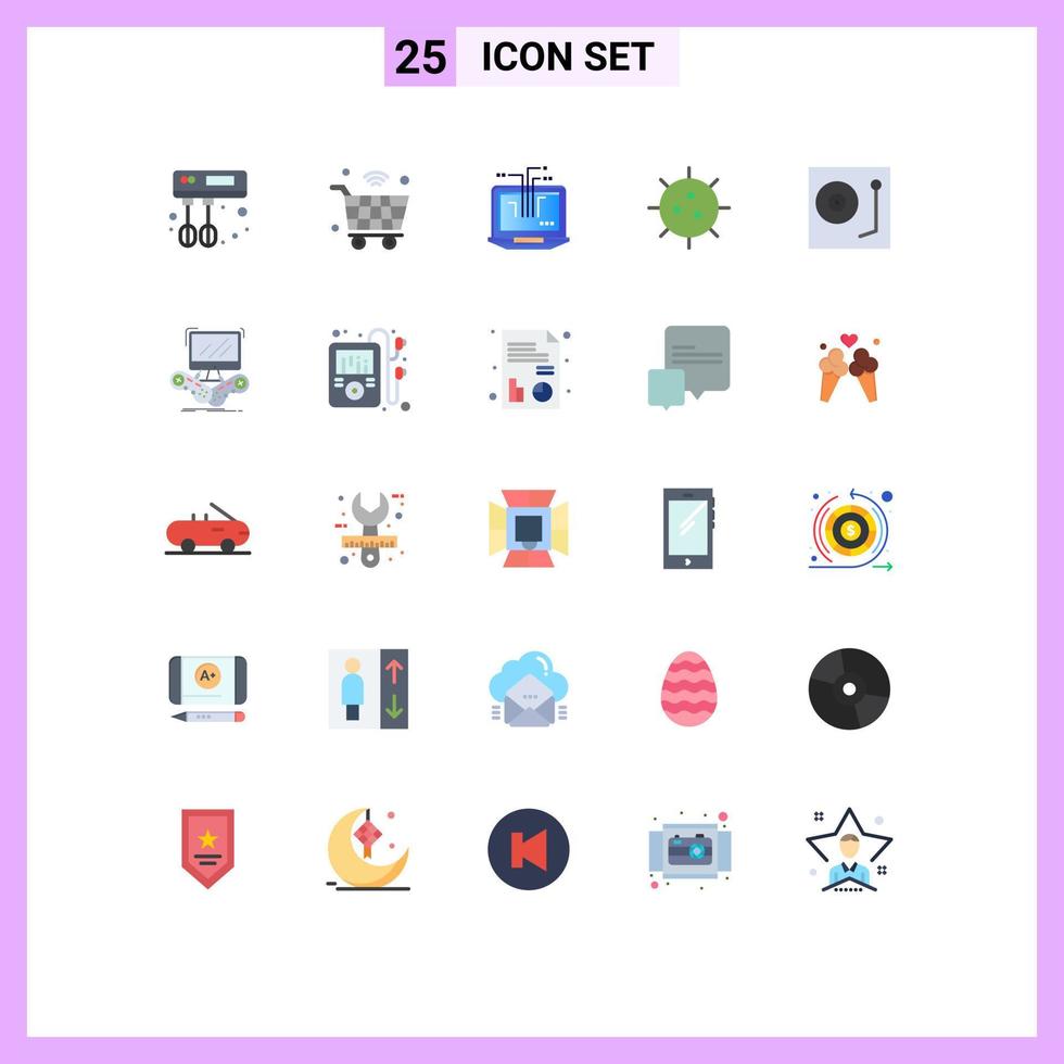 User Interface Pack of 25 Basic Flat Colors of devices experiment computer chemistry bacteria Editable Vector Design Elements