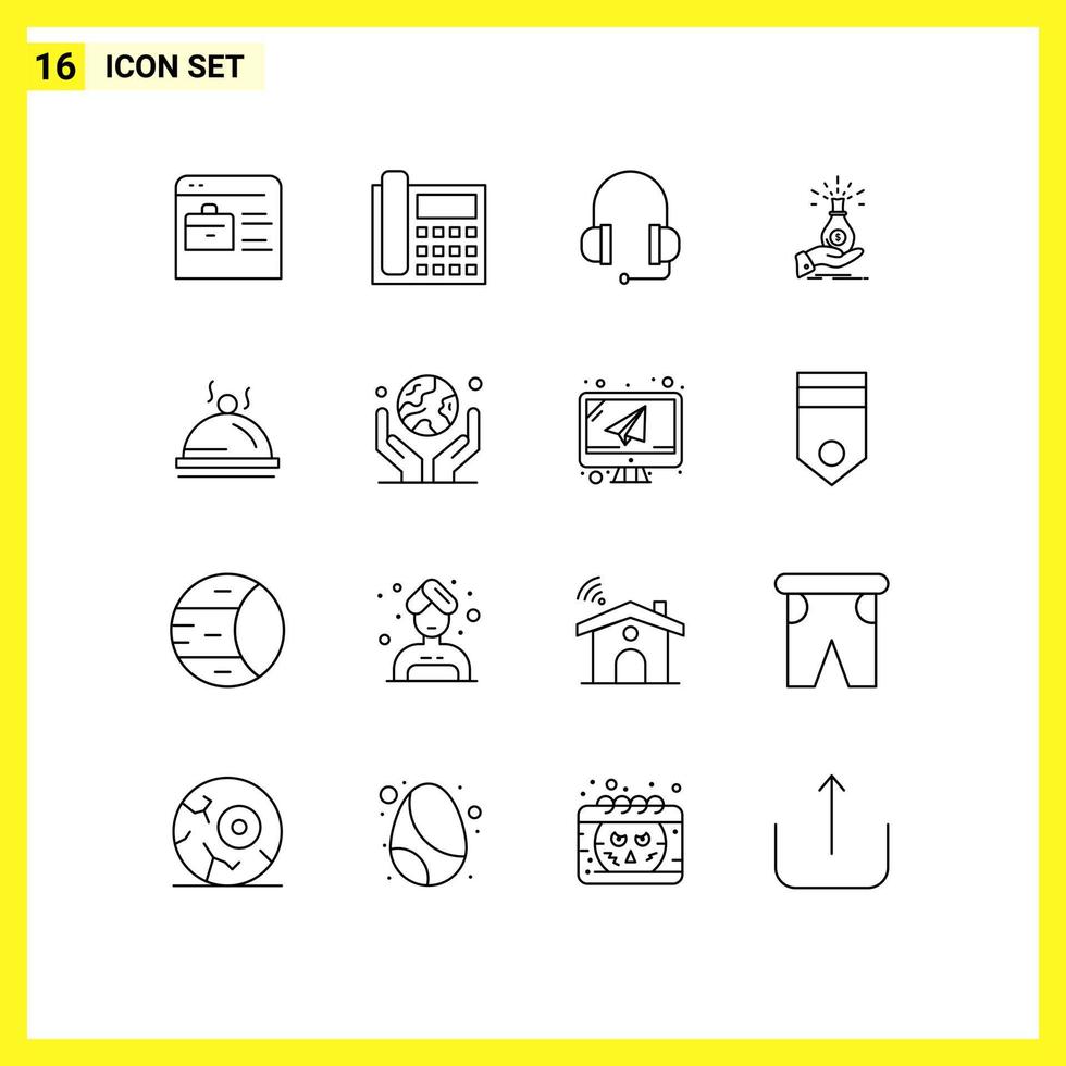 Pack of 16 creative Outlines of debt business conversation hand dollar Editable Vector Design Elements