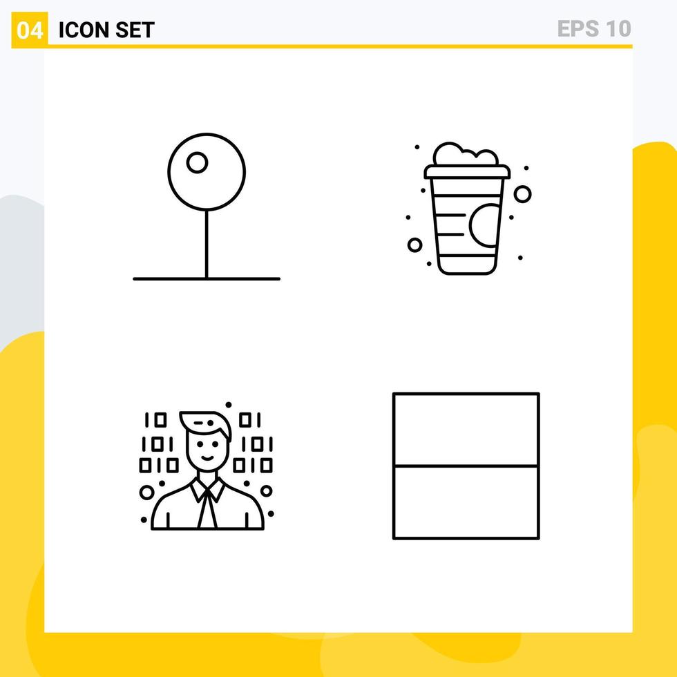 Set of 4 Modern UI Icons Symbols Signs for pin programming multimedia soft drink interface Editable Vector Design Elements