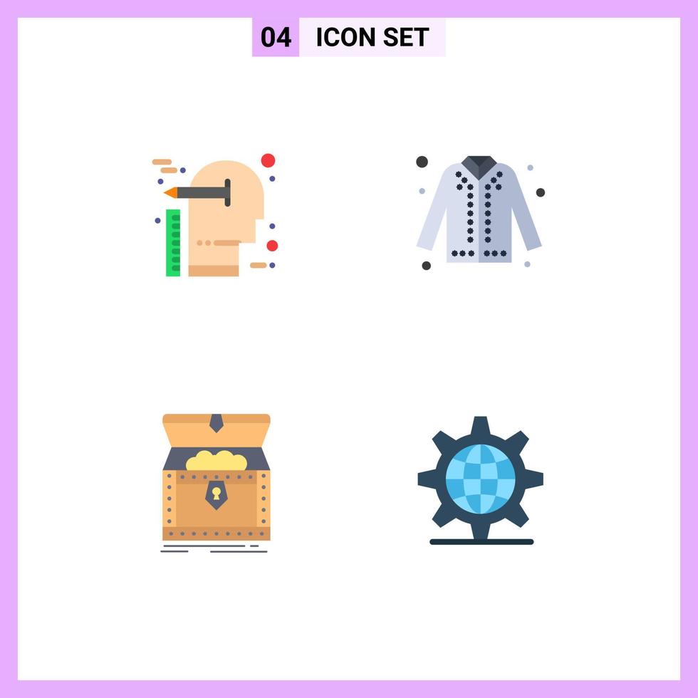 Group of 4 Modern Flat Icons Set for creative eid scale coat chest Editable Vector Design Elements