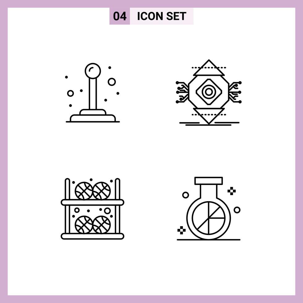 Universal Icon Symbols Group of 4 Modern Filledline Flat Colors of control basketball ubicomp computer player Editable Vector Design Elements