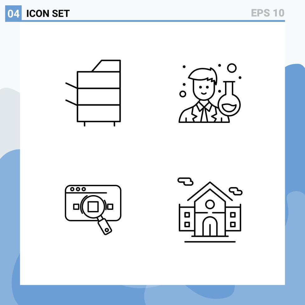 Set of 4 Commercial Filledline Flat Colors pack for copier research products avatar analytics Editable Vector Design Elements