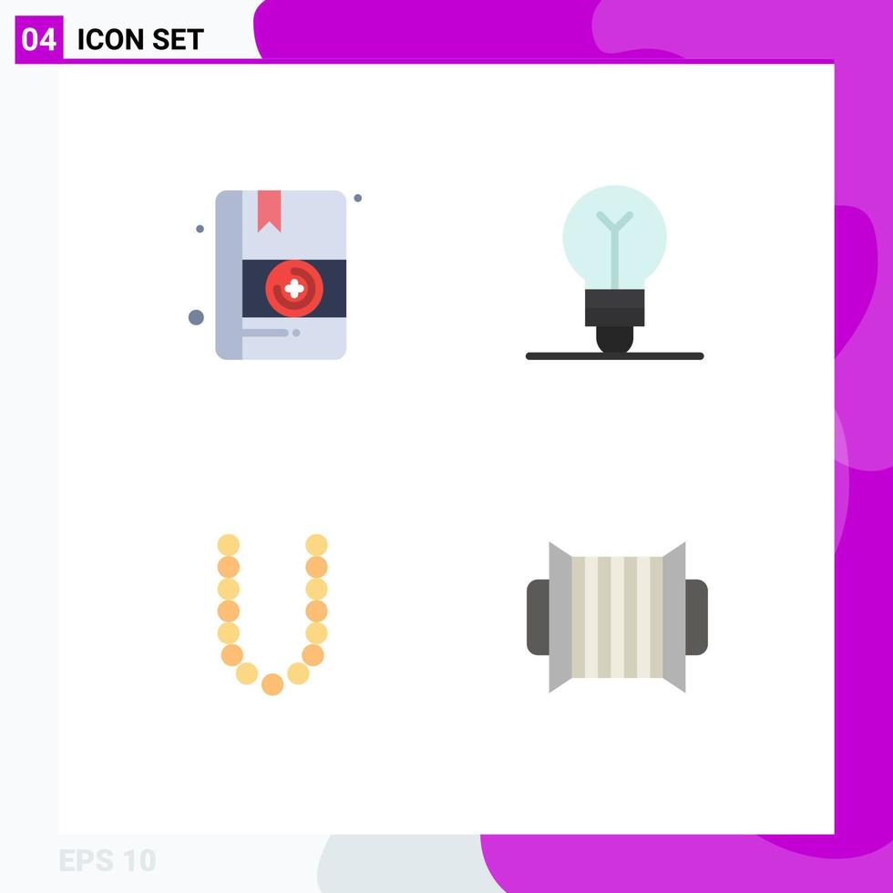 4 Thematic Vector Flat Icons and Editable Symbols of medical lux achievement wreath accordion Editable Vector Design Elements