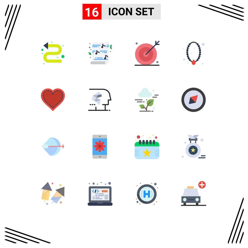 16 Universal Flat Colors Set for Web and Mobile Applications pendant necklace engine locket seo Editable Pack of Creative Vector Design Elements