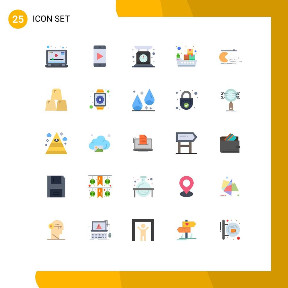 Modern Set of 25 Flat Colors Pictograph of gaming computer machine character sea delivery transportation Editable Vector Design Elements