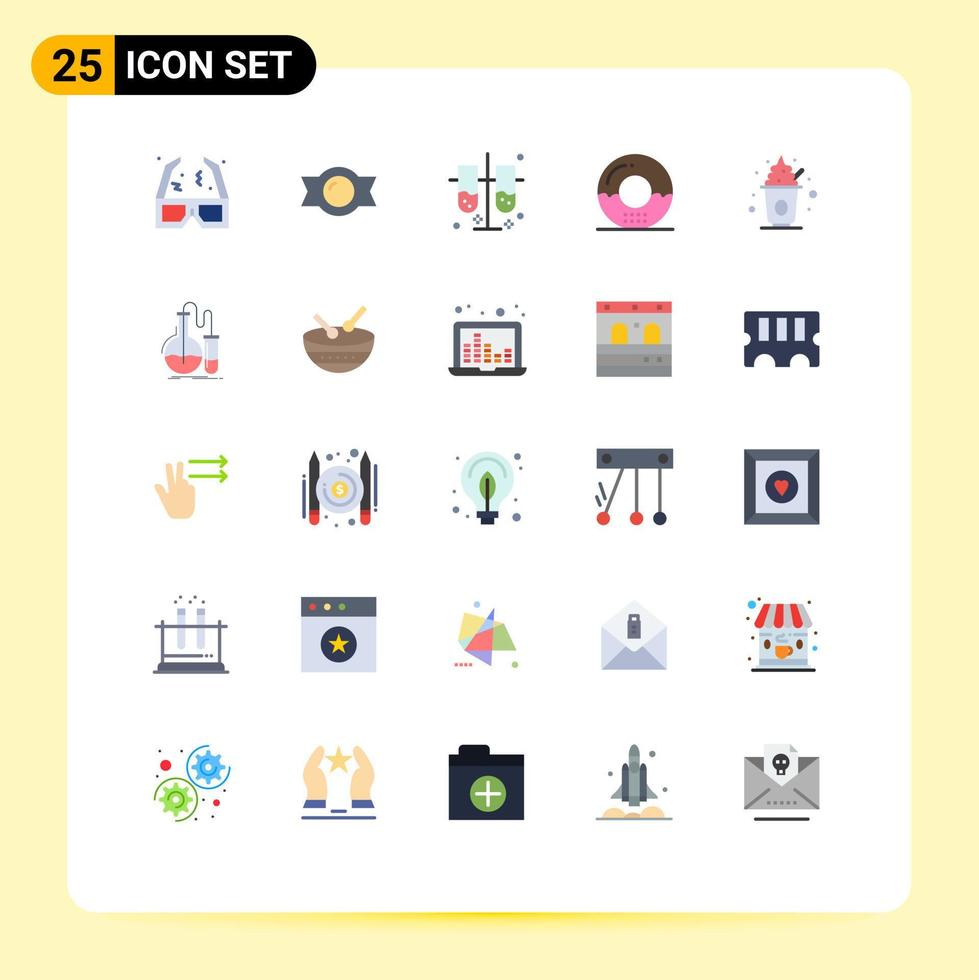 Stock Vector Icon Pack of 25 Line Signs and Symbols for party meal laboratory food donut Editable Vector Design Elements