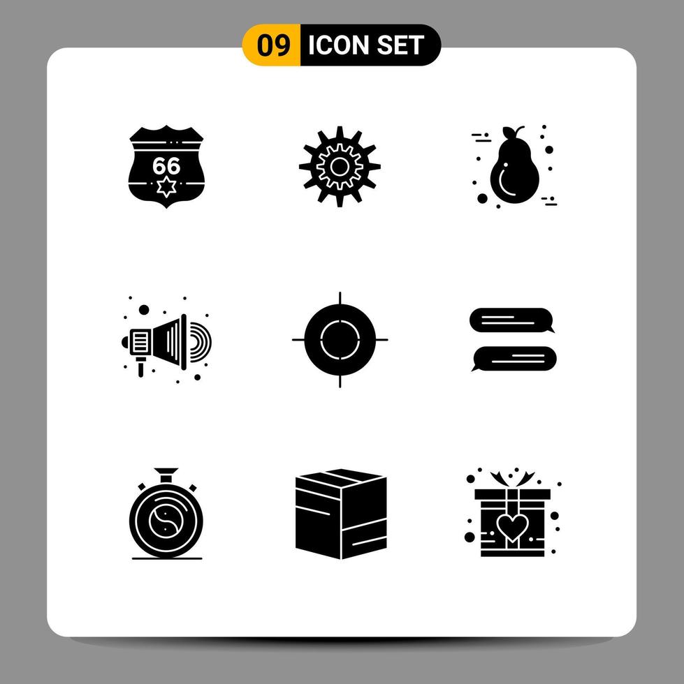 Pictogram Set of 9 Simple Solid Glyphs of promotion light system candle pear Editable Vector Design Elements