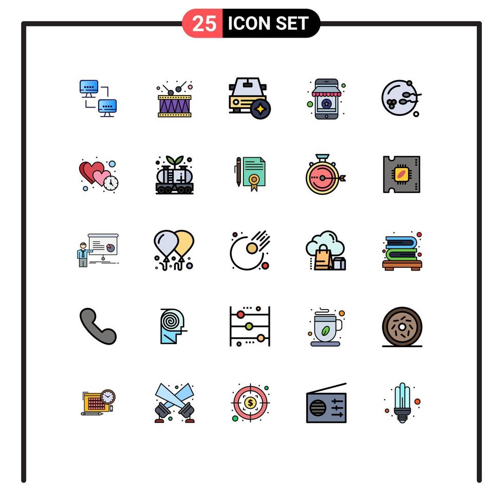 Stock Vector Icon Pack of 25 Line Signs and Symbols for fertile store car shop rating Editable Vector Design Elements