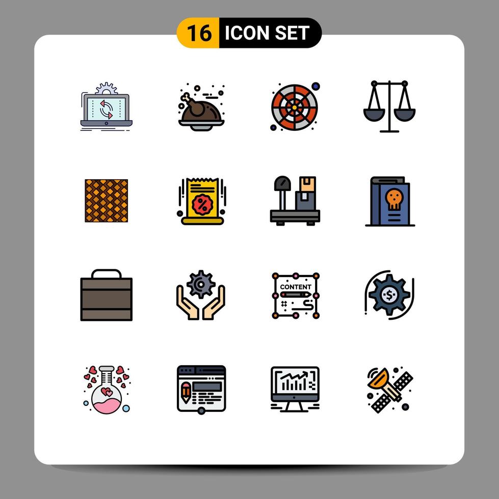 conjunto de 16 iconos de interfaz de usuario modernos símbolos signos para libra business pollo rueda de color equilibrada elementos de diseño de vectores creativos editables