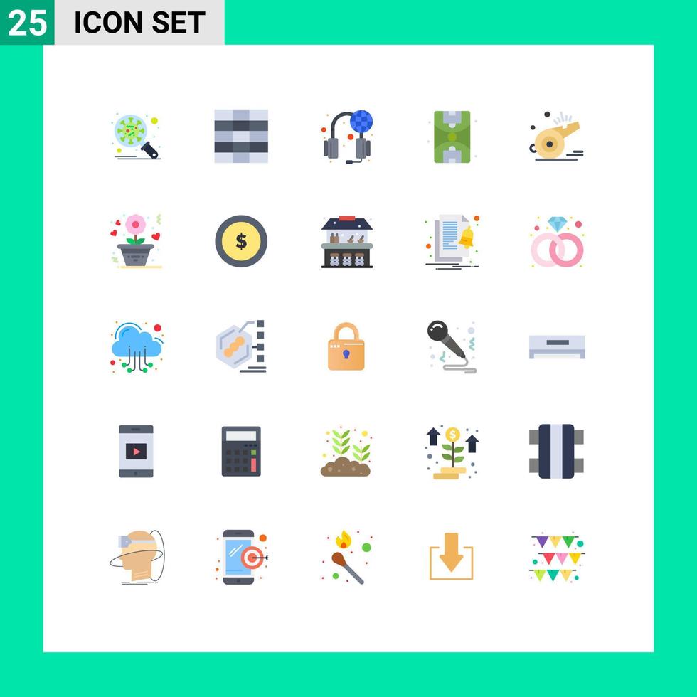 Modern Set of 25 Flat Colors Pictograph of soccer coach services whistle life Editable Vector Design Elements