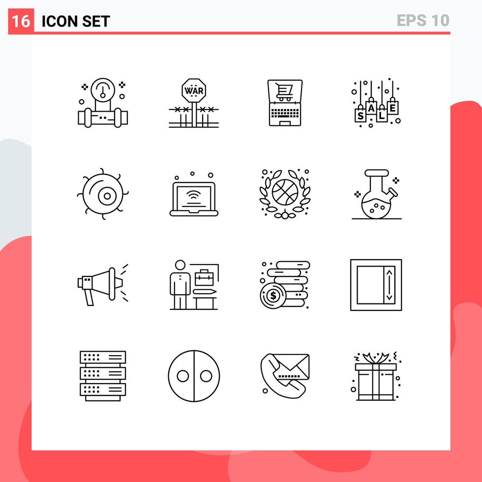 Group of 16 Outlines Signs and Symbols for sale tag sale occupy label shopping Editable Vector Design Elements