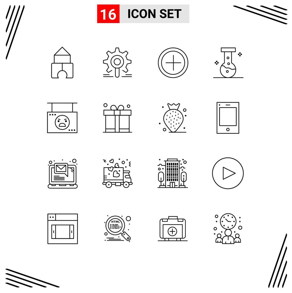 Universal Icon Symbols Group of 16 Modern Outlines of pumpkin halloween interface board lab Editable Vector Design Elements