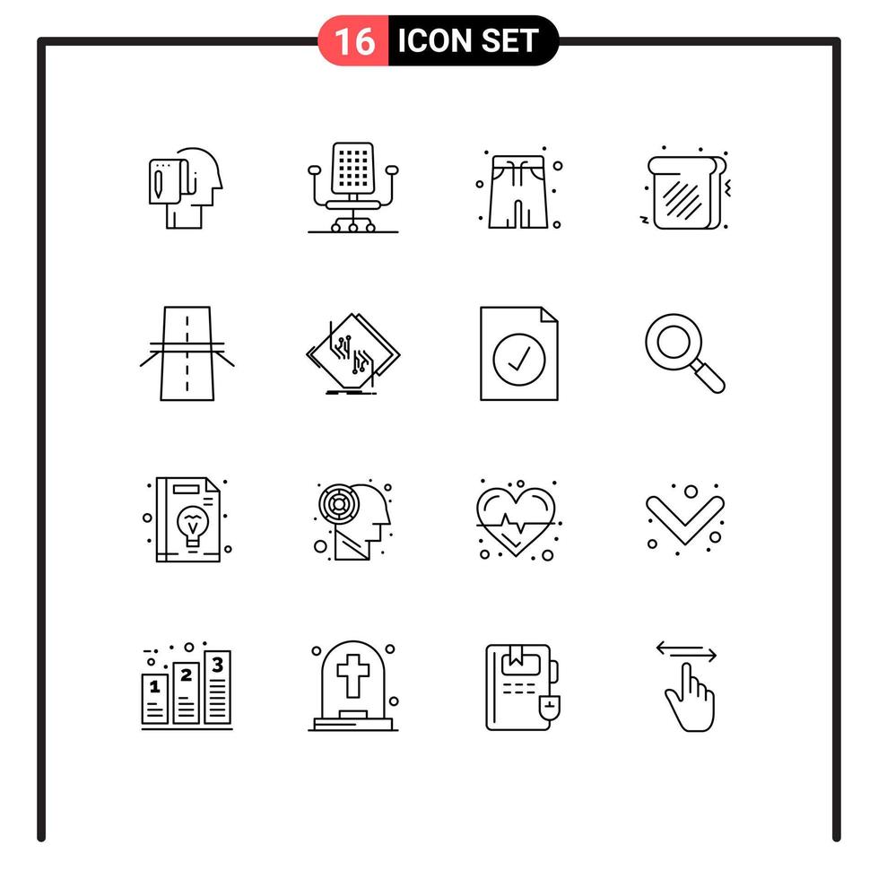 Pictogram Set of 16 Simple Outlines of grid construction swim suit bridge sweet Editable Vector Design Elements