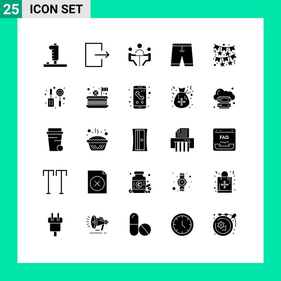 25 User Interface Solid Glyph Pack of modern Signs and Symbols of bow dress businessman clothing accessories Editable Vector Design Elements