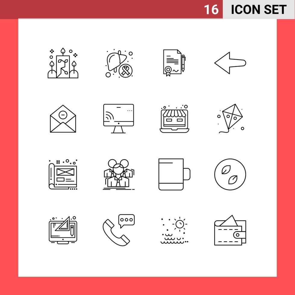 16 Thematic Vector Outlines and Editable Symbols of delete communication sick left deal Editable Vector Design Elements