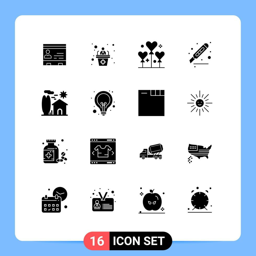Pictogram Set of 16 Simple Solid Glyphs of desk cut employee valentine festival Editable Vector Design Elements