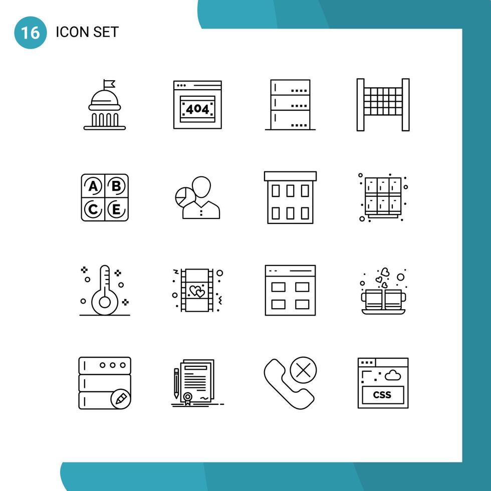 Editable Vector Line Pack of 16 Simple Outlines of graph vitamin admin diet net Editable Vector Design Elements