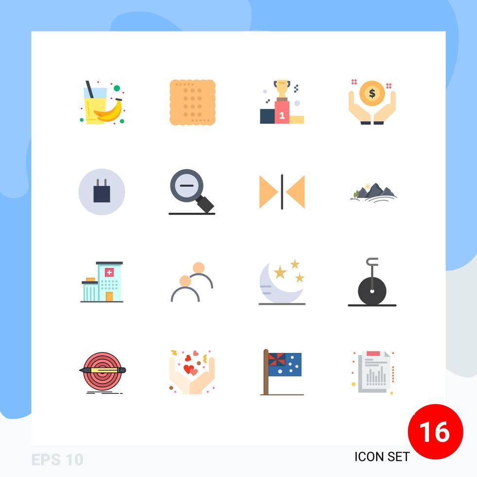 Pictogram Set of 16 Simple Flat Colors of money business food business win Editable Pack of Creative Vector Design Elements