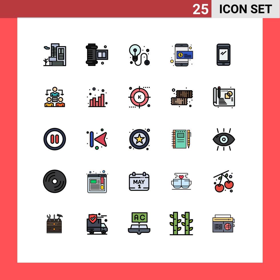 25 iconos creativos, signos y símbolos modernos de teléfonos inteligentes con Android, idea, pago móvil, elementos de diseño vectorial editables vector