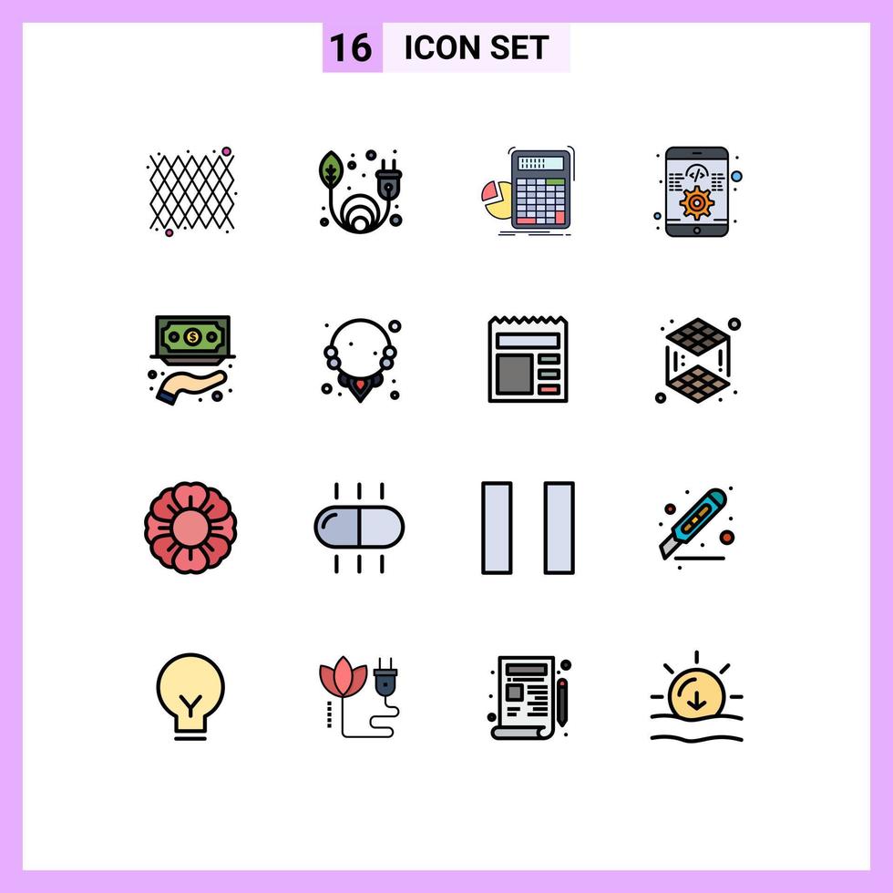 Stock Vector Icon Pack of 16 Line Signs and Symbols for funding responsive calculation software app Editable Creative Vector Design Elements