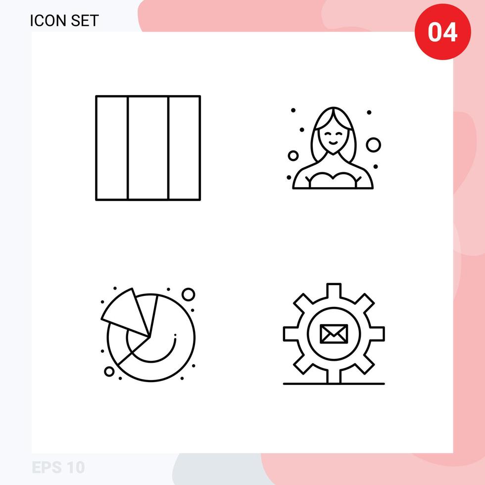 Modern Set of 4 Filledline Flat Colors Pictograph of grid graph dancer user setting Editable Vector Design Elements