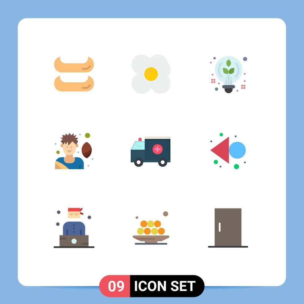9 Universal Flat Color Signs Symbols of arrow help bulb medical ambulance Editable Vector Design Elements